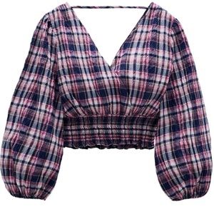 ZARA Cropped Plaid Top